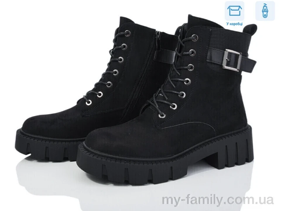 Ботинки искусственная замша черный женщины -, Взуття оптом женщины