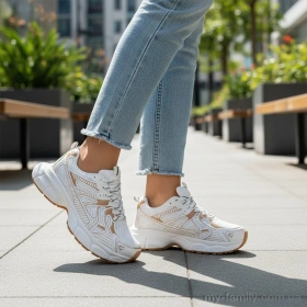 Кросівки штучна шкіра-текстиль бежевий жінки -, Жіночі кросівки оптом