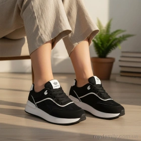 Кросівки штучна замша-текстиль чорний жінки -, Жіночі кросівки оптом