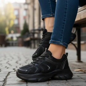 Кросівки штучна шкіра-текстиль чорний жінки -, Жіночі кросівки оптом