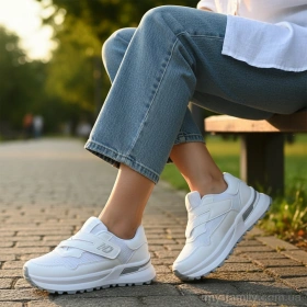Кросівки штучна шкіра-текстиль білий жінки -, Жіночі кросівки оптом
