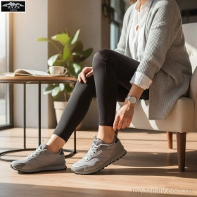 Кросівки штучна замша-текстиль сірий жінки -, Жіночі кросівки оптом