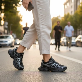 Кросівки штучна шкіра-текстиль чорний жінки -, Жіночі кросівки оптом