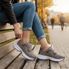 Кросівки штучна шкіра-текстиль коричневий жінки -, Жіночі кросівки оптом