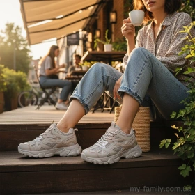 Кросівки штучна шкіра-текстиль бежевий жінки -, Жіночі кросівки оптом