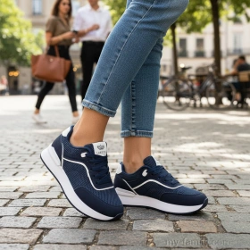 Кросівки штучна замша-текстиль синій жінки -, Жіночі кросівки оптом