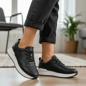 Кросівки штучна шкіра чорний жінки -, Жіночі кросівки оптом
