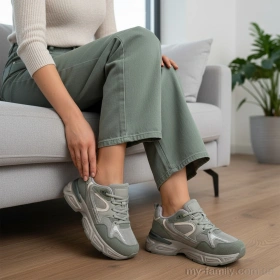 Кросівки штучна замша-текстиль зелений жінки -, Жіночі кросівки оптом