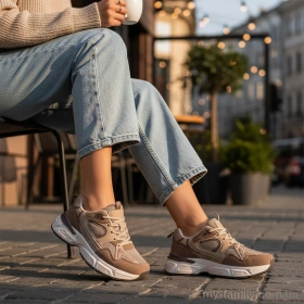 Кросівки штучна замша-текстиль коричневий жінки -, Жіночі кросівки оптом