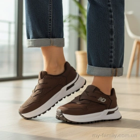 Кросівки штучна замша-текстиль коричневий жінки -, Жіночі кросівки оптом