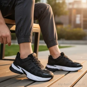 Кросівки штучна шкіра-текстиль чорний чоловіки -, Чоловічі кросівки оптом