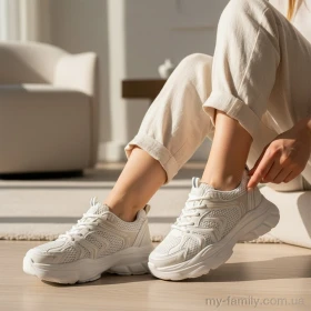 Кросівки штучна шкіра-текстиль бежевий жінки -, Жіночі кросівки оптом