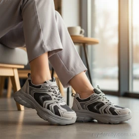 Кросівки штучна шкіра-текстиль сірий жінки -, Жіночі кросівки оптом