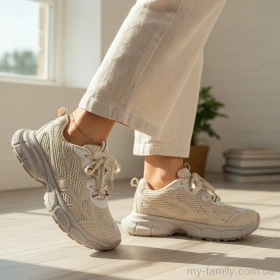 Кросівки штучна шкіра-текстиль бежевий жінки -, Жіночі кросівки оптом