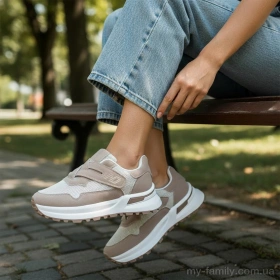 Кросівки штучна замша-текстиль бежевий жінки -, Жіночі кросівки оптом