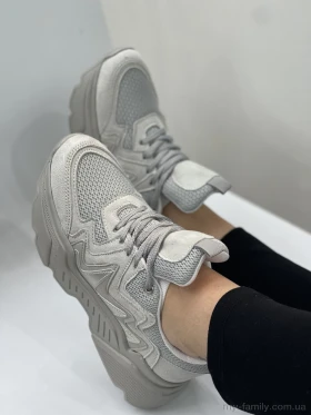 Кросівки штучна замша-текстиль сірий жінки -, Жіночі кросівки оптом