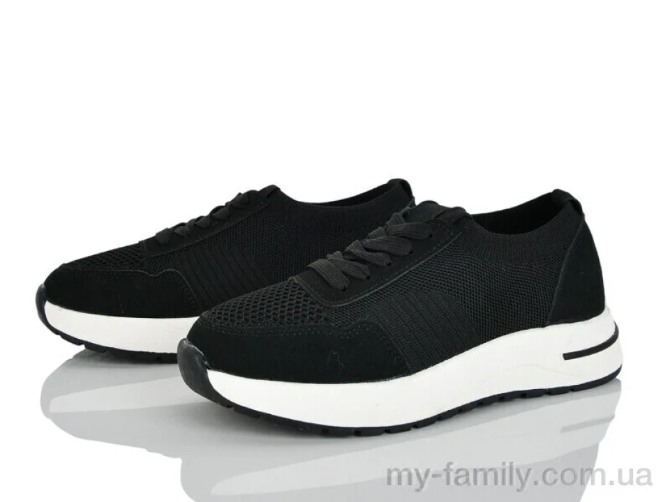 Кроссовки искусственная замша-текстиль черный женщины -, Женские кроссовки оптом