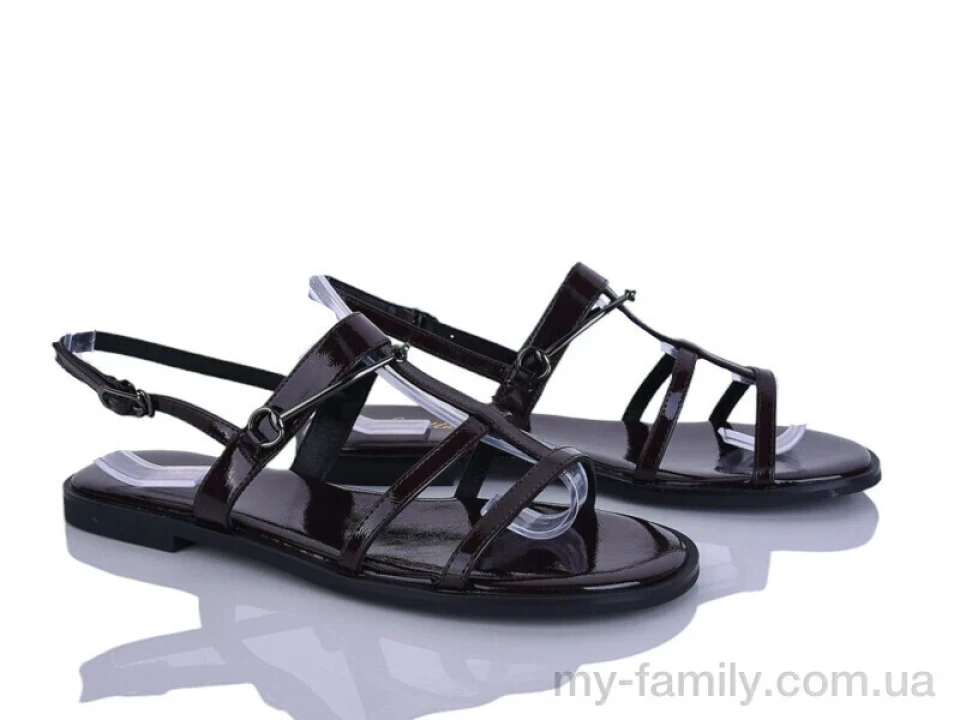 Босоніжки штучний лак коричневий жінки -, Жіночі босоніжки оптом