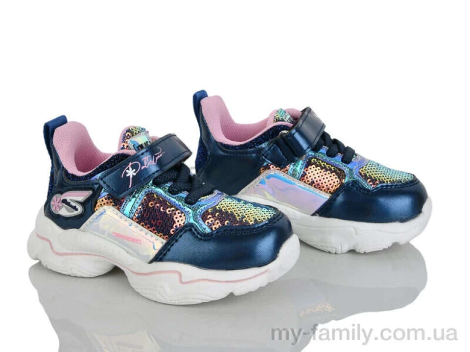 Кросівки штучна шкіра-текстиль синій діти дівчинка, Дитячі кросівки оптом
