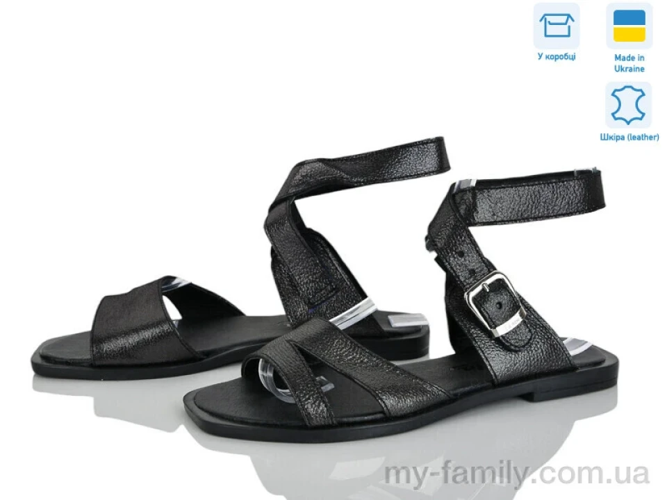 Босоніжки натуральна шкіра графіт жінки -, Жіночі босоніжки оптом