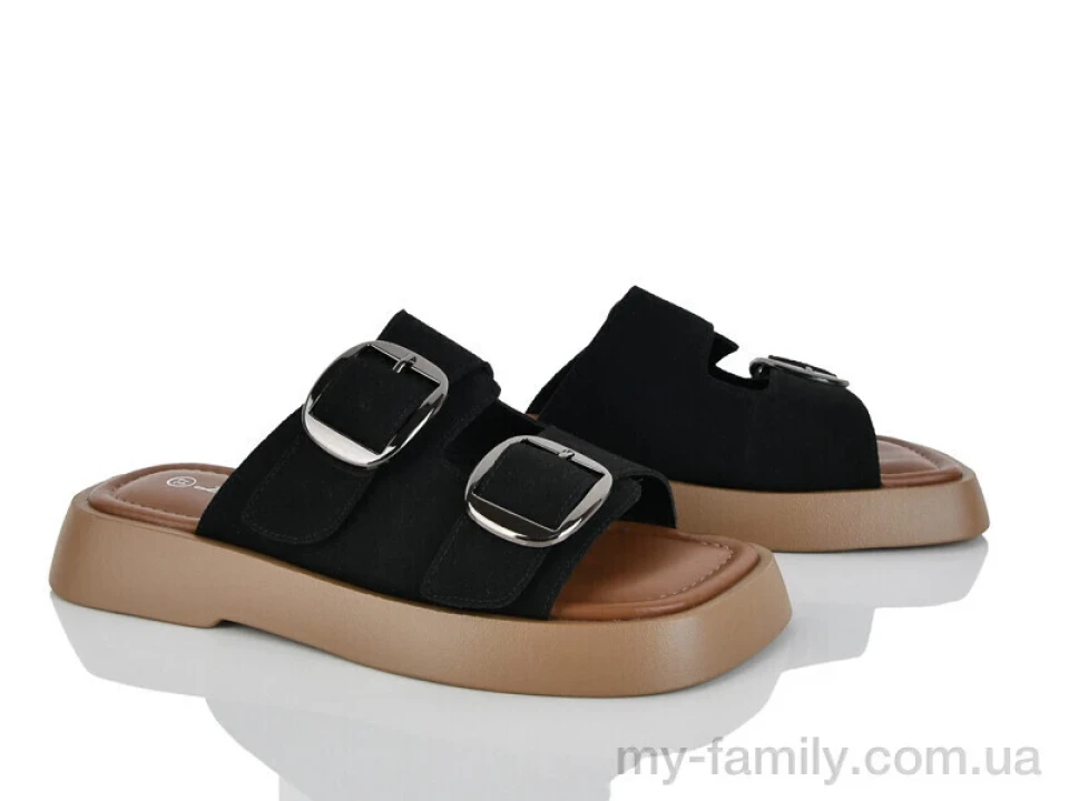 Шльопанці штучна замша чорний жінки -, Жіночі шльопанці оптом