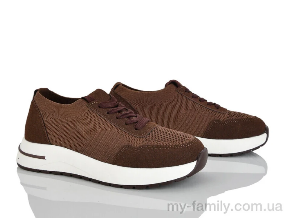 Кросівки штучна замша-текстиль коричневий жінки -, Жіночі кросівки оптом