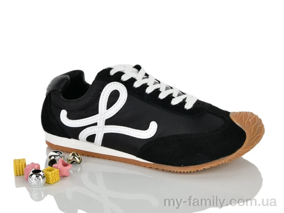 Кросівки штучна замша-плащівка чорний жінки -, Жіночі кросівки оптом