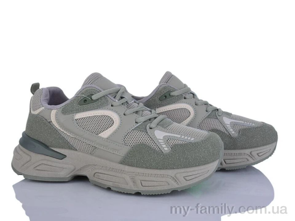 Кросівки штучна замша-текстиль зелений жінки -, Жіночі кросівки оптом