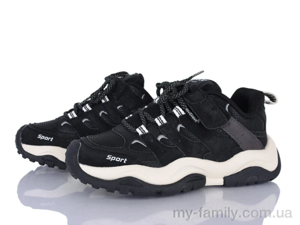 Кросівки штучна шкіра-штучний нубук чорний діти унісекс, Дитячі кросівки оптом