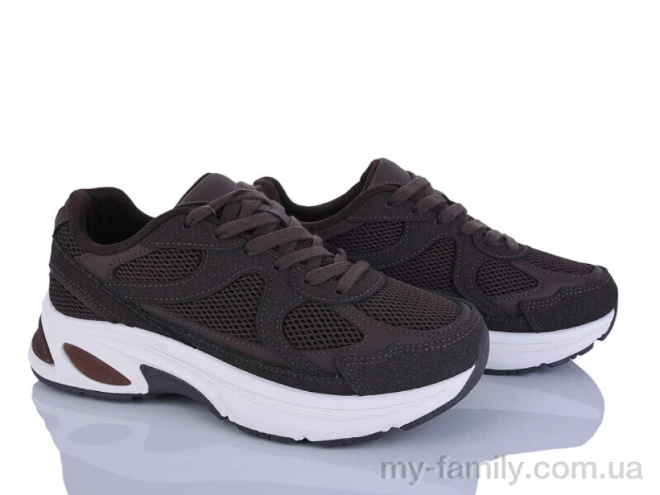 Кросівки штучна замша-текстиль коричневий жінки -, Жіночі кросівки оптом