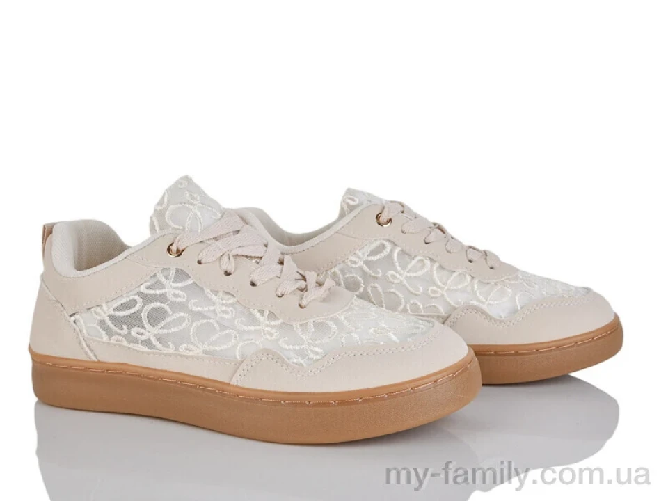 Кросівки штучна шкіра-текстиль бежевий жінки -, Жіночі кросівки оптом