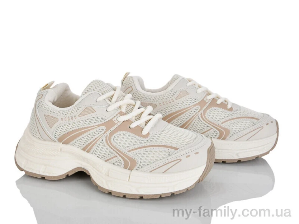 Кросівки штучна шкіра-текстиль бежевий жінки -, Жіночі кросівки оптом