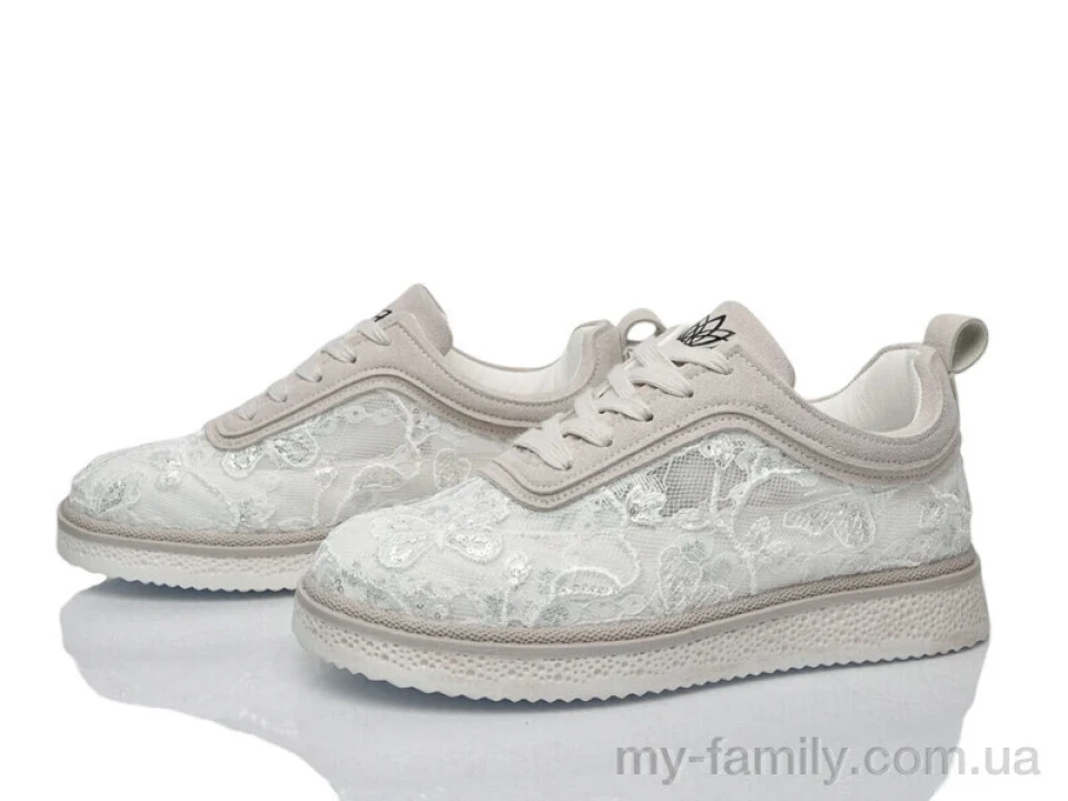 Кросівки штучна замша-текстиль білий жінки -, Жіночі кросівки оптом