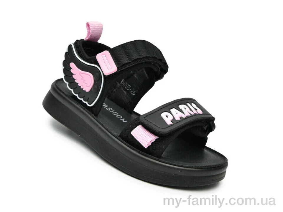 Босоніжки штучна шкіра-текстиль чорний діти дівчинка, Взуття оптом діти