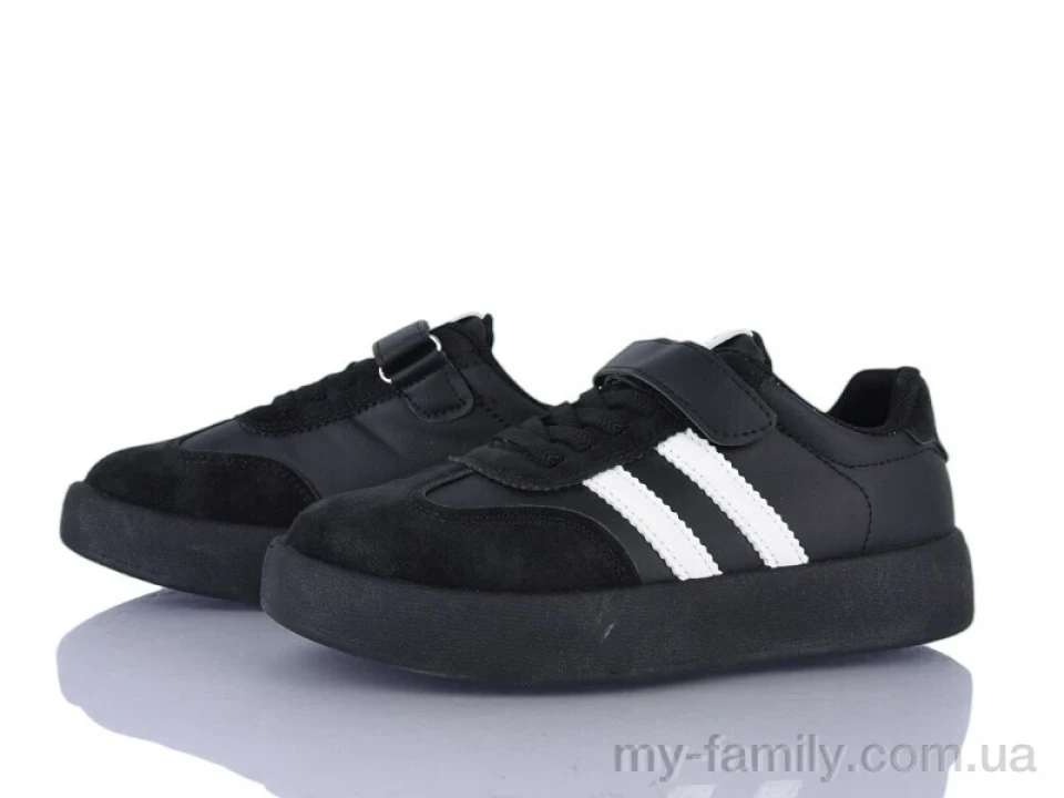 Кросівки штучна шкіра-штучний нубук чорний діти унісекс, Дитячі кросівки оптом