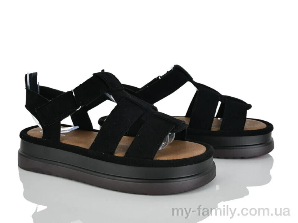 Босоножки искусственная замша черный женщины -, Женские босоножки оптом