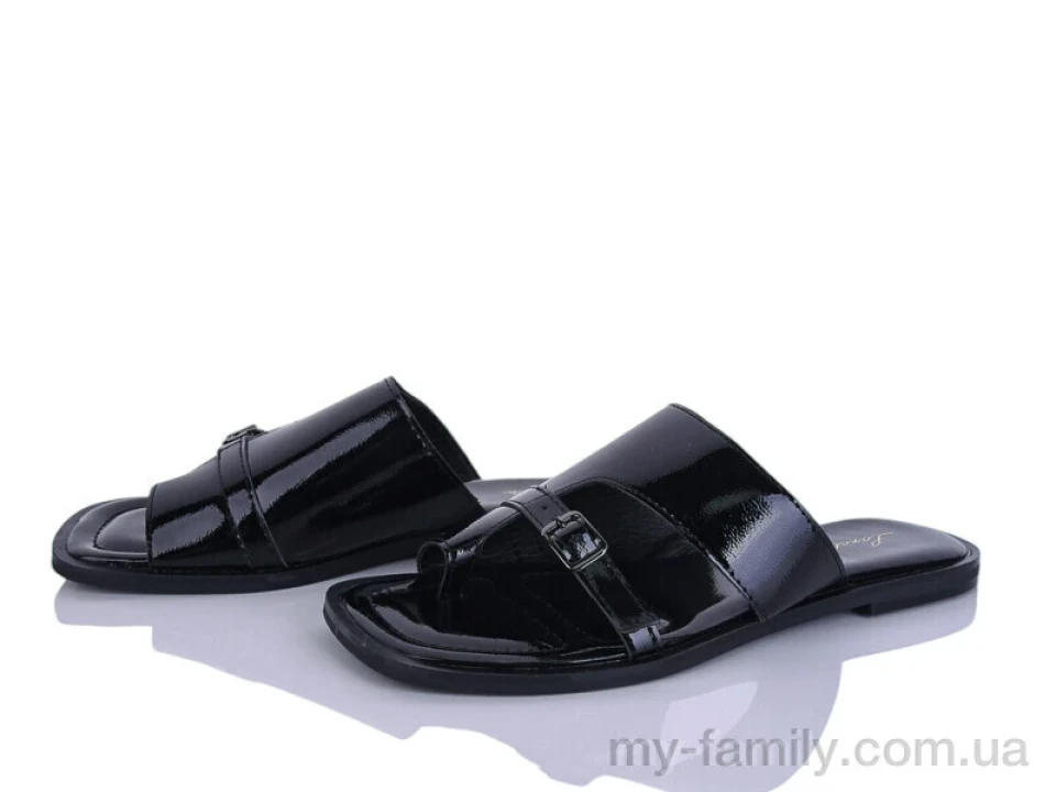 Шльопанці штучний лак чорний жінки -, Жіночі шльопанці оптом