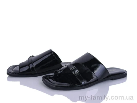 Шльопанці штучний лак чорний жінки -, Жіночі шльопанці оптом