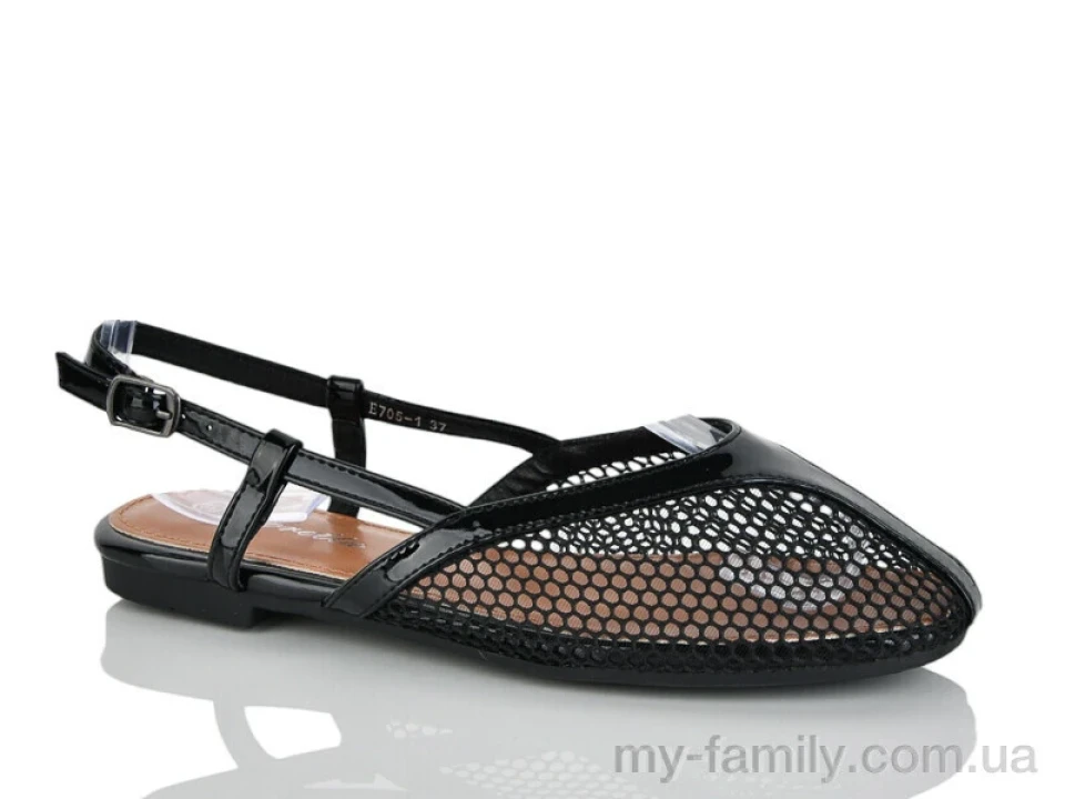 Босоніжки штучний лак-текстиль чорний жінки -, Жіночі босоніжки оптом