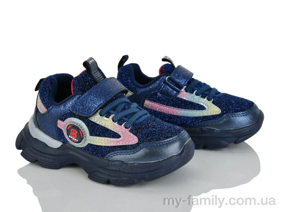 Кросівки штучна шкіра-текстиль синій діти дівчинка, Дитячі кросівки оптом