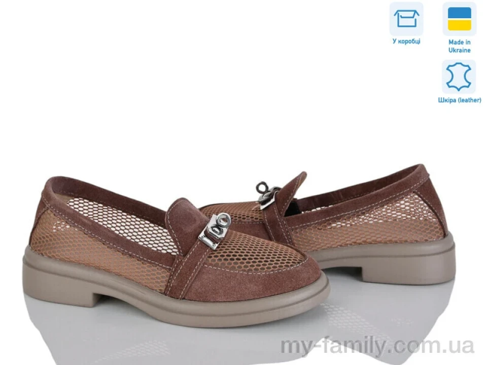 Туфлі натуральна замша-текстиль коричневий жінки -, Туфлі жіночі оптом
