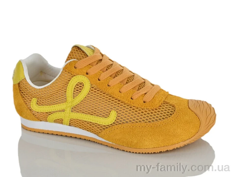Кросівки штучна замша-текстиль жовтий жінки -, Жіночі кросівки оптом