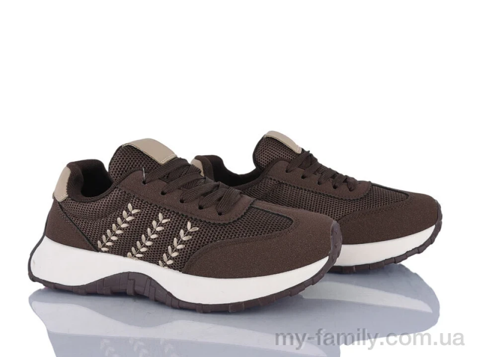Кросівки штучна замша-текстиль коричневий жінки -, Жіночі кросівки оптом
