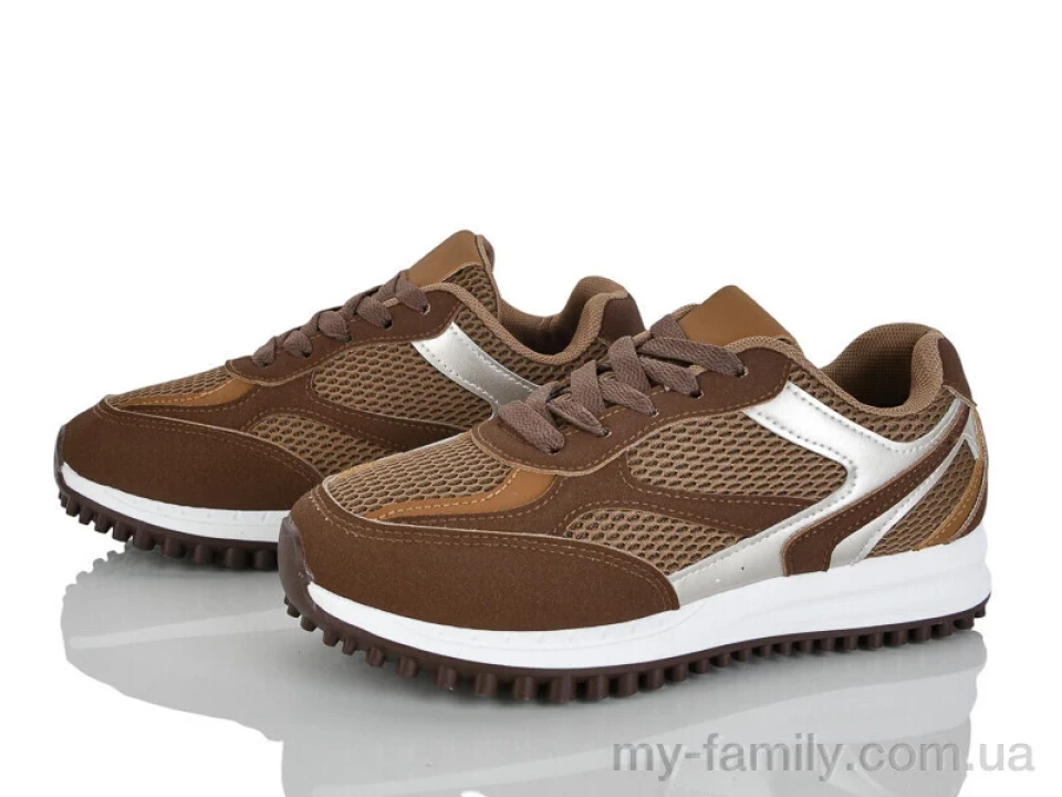 Кросівки штучна замша-текстиль коричневий жінки -, Жіночі кросівки оптом