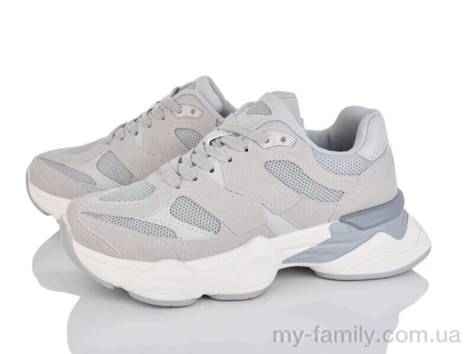 Кросівки штучна замша-текстиль сірий жінки -, Жіночі кросівки оптом