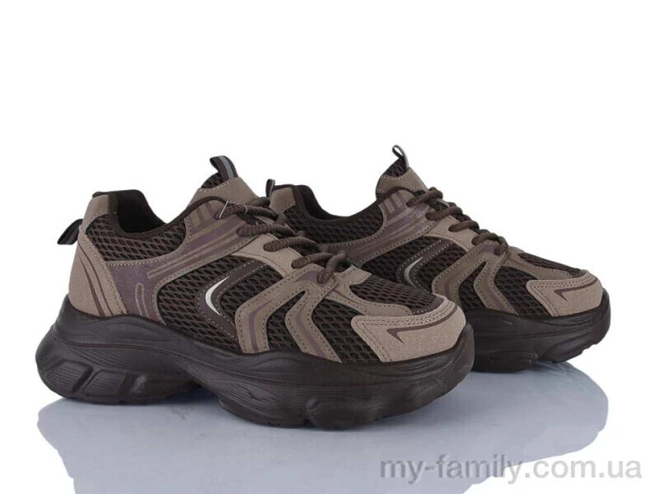 Кросівки штучна шкіра-текстиль коричневий жінки -, Жіночі кросівки оптом