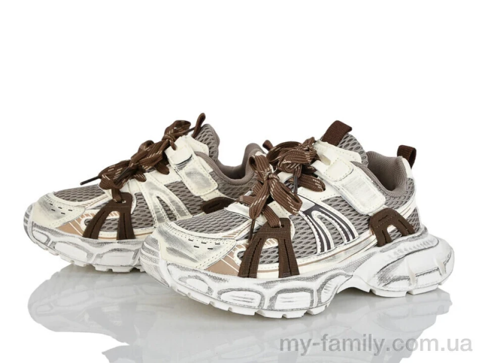 Кросівки штучна шкіра-текстиль коричневий діти дівчинка, Дитячі кросівки оптом