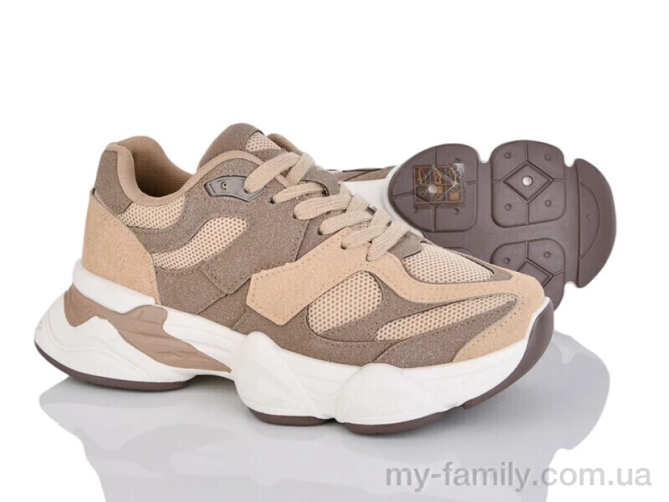 Кросівки штучна замша-текстиль коричневий жінки -, Жіночі кросівки оптом