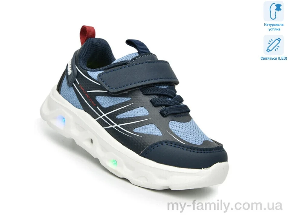 Кросівки штучна шкіра-текстиль синій діти хлопчик, Кросівки оптом