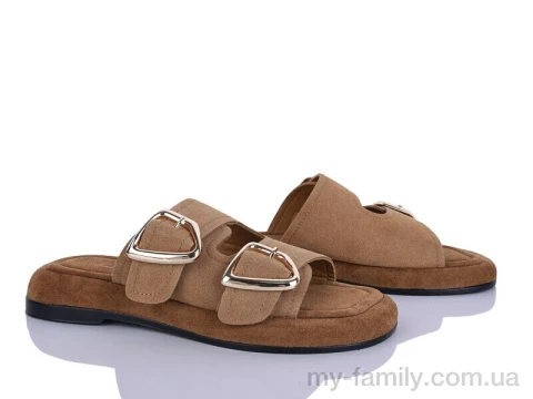 Шльопанці штучна замша camel жінки -, Жіночі шльопанці оптом